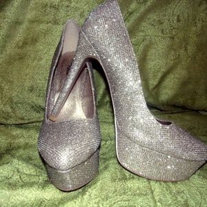 Charlotte Russe Sparkle Silver Heels  Size 9M